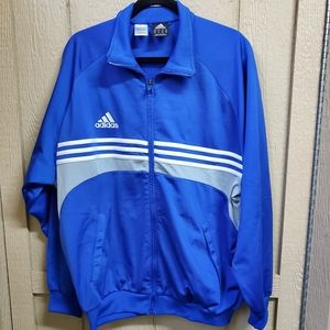 Adidas 3 Stripe Zipper Jacket Large Royal Blue